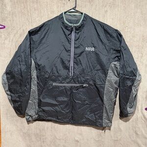 NRA Lightweight Windbreaker Jacket 1/2 Zip Front Pocket Black Gray 3XL